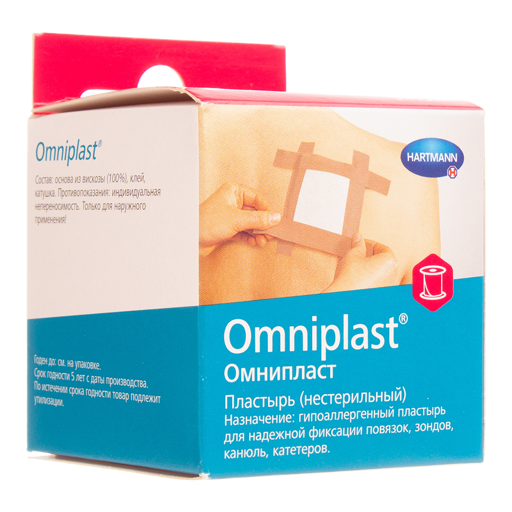 Пластырь Омнипласт/Omniplast тканевой телесного цвета 5 м х 5 см 1 шт ...