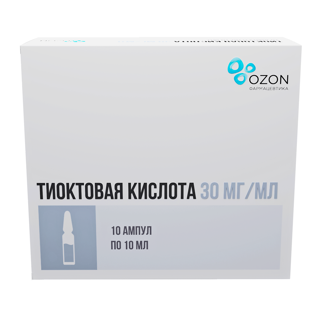 Тиоктовая концентрат д/приг р-ра для инфузий 30 мг/мл 10 мл амп 10 шт ...