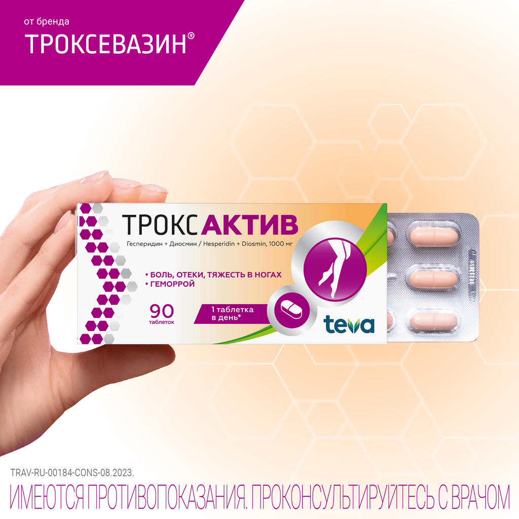 Троксактив таблетки покрыт.плен.об. 1000 мг 90 шт - купить, цена и ...