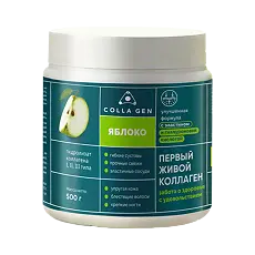 Купить Colla Gen Гидролизат коллагена с гиалуроновой кислотой со вкусом яблока желе банка по 500 г 1 шт цена
